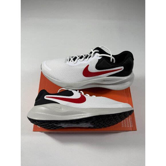 New Nike Revolution 7 Shoes Mens Size 11.5 White Red Black Running FB2207 102 - Picture 3 of 11